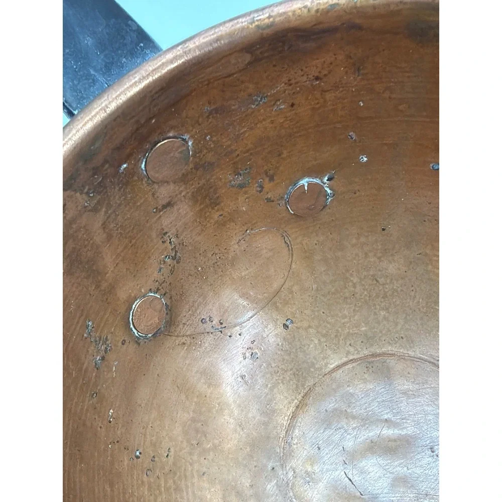 Antique Hand Hammered Copper Ladle Wrought Iron Handle Primitive Farmhouse Decor